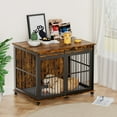 thumbnail image 1 of Miekor Furniture dog crate sliding iron door dog crate with mat. (Rustic Brown,43.7"W x 30"D x 33.7"H). 21385, 1 of 1