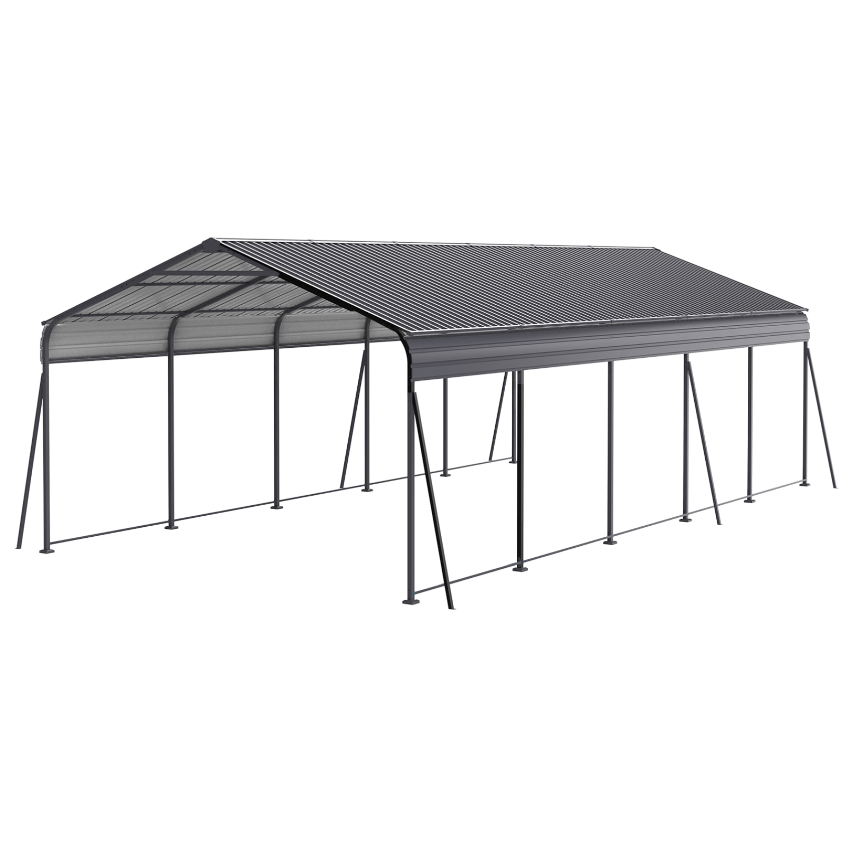 Miekor Metal Carport 13 ×26.5 FT Heavy Duty with Galvanized Steel Roof, Metal Garage Canopy with Galvanized Steel Roof & Frame, Car Tent Outdoor Storage Shed for Car, Boats and Truck, Gray 96736