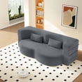 thumbnail image 1 of Miekor Modern Floor Sofa with 2 Pillows,Convertible Teddy Fabric Foam-Filled Sleeper Sofa Bed,15" Twin Size Folding Mattress for Living Room,Guest Bed,Playroom,no assembly required,Dark Grey No7813, 1 of 9