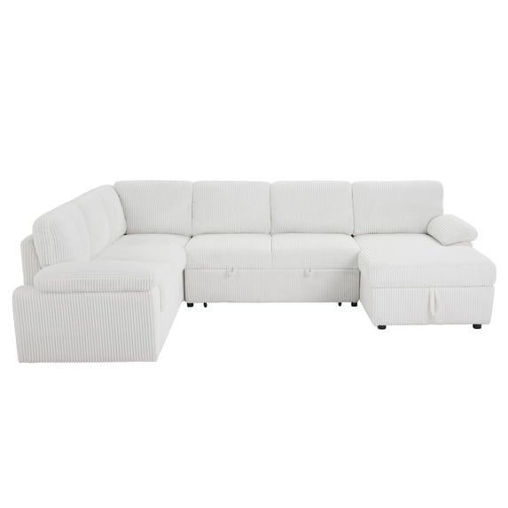Miekor Oversized Modular Storage Sectional Sofa Couch,Free Combination L/U Shaped Corduroy Upholstered Deep Seat Furniture Convertible Sleeper Sofabed RIGHT W5U233