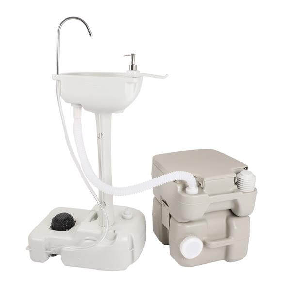 Miekor Portable Sink & Toilet Combo,5Gal Hand Washing Station & 5.3 Gal