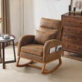 thumbnail image 1 of Miekor Rustic Microfiber Nursery Rocking Chair with Thick Headrest, Upholstered Mid-century Modern Nursing Rocker Glider with Curved Armrest, Sturdy Solid Wood Base for Living Room, Bedroom, Ba G6476, 1 of 8