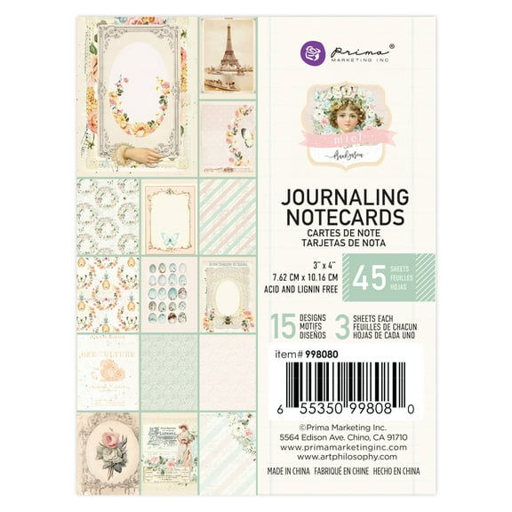 Miel By Frank Garcia Journaling Cards 3"X4" 45/Pkg-15 Designs/3 Each