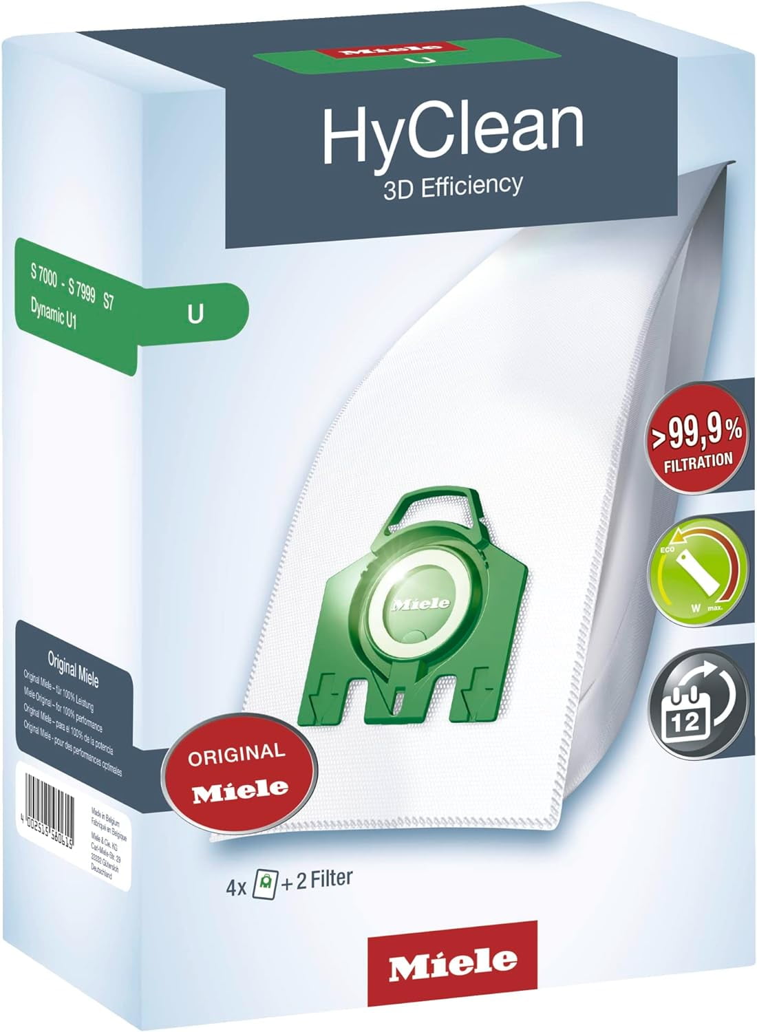 Miele 10123250 HyClean 3D Efficiency U Vacuum Cleaner Bags, Reliably