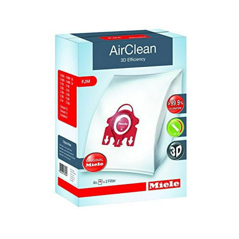 Miele AirClean 3D Efficiency Dust Bag, Type FJM, 4 Bags & 2