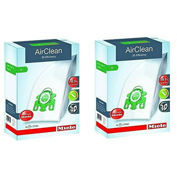 Miele AirClean 3D Efficiency Dust Bag, Type U, 8 Bags & 4 filters