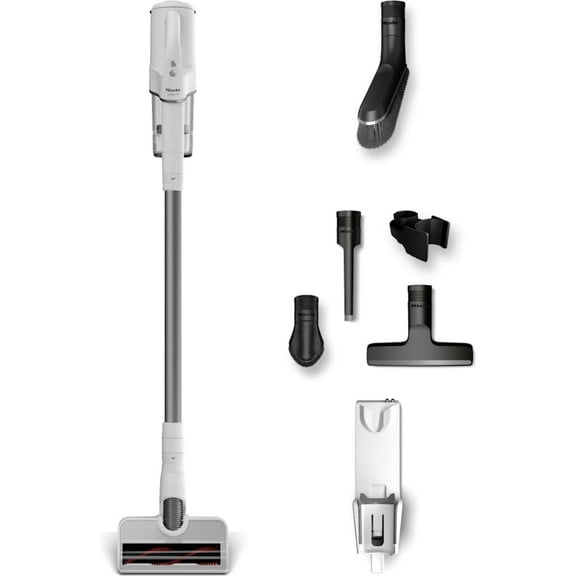 Miele Duoflex Extra Vacuum Cleaner, Cordless and Bagless Multi-Use, Multi-Floor Flexible Stick Vacuum with 2 Attachable Brushes, in Brilliant White / Space Grey