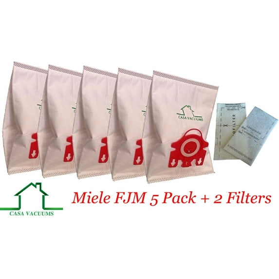 Miele FJM Bags 3D Vacuum Bags 5 Pack + 1 AirClean Filter + 1 Motor Protection Filter