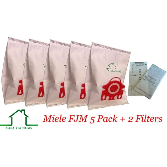 Miele FJM Bags 3D Vacuum Bags 5 Pack + 1 AirClean Filter + 1 Motor Protection Filter