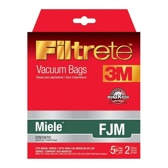 Miele FJM Synthetic Vacuum Bags and Filters by Filtrete, 5 Bags and 2 Filters