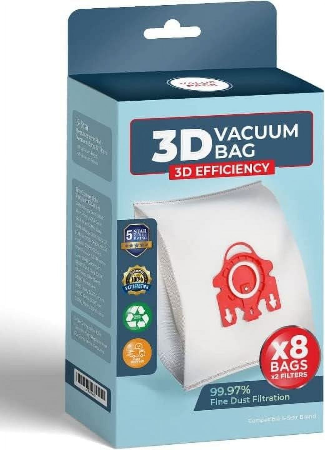 Miele FJM Vacuum Bag 8 Packs Type FJM, AirClean 3D Efficiency Dust Bag