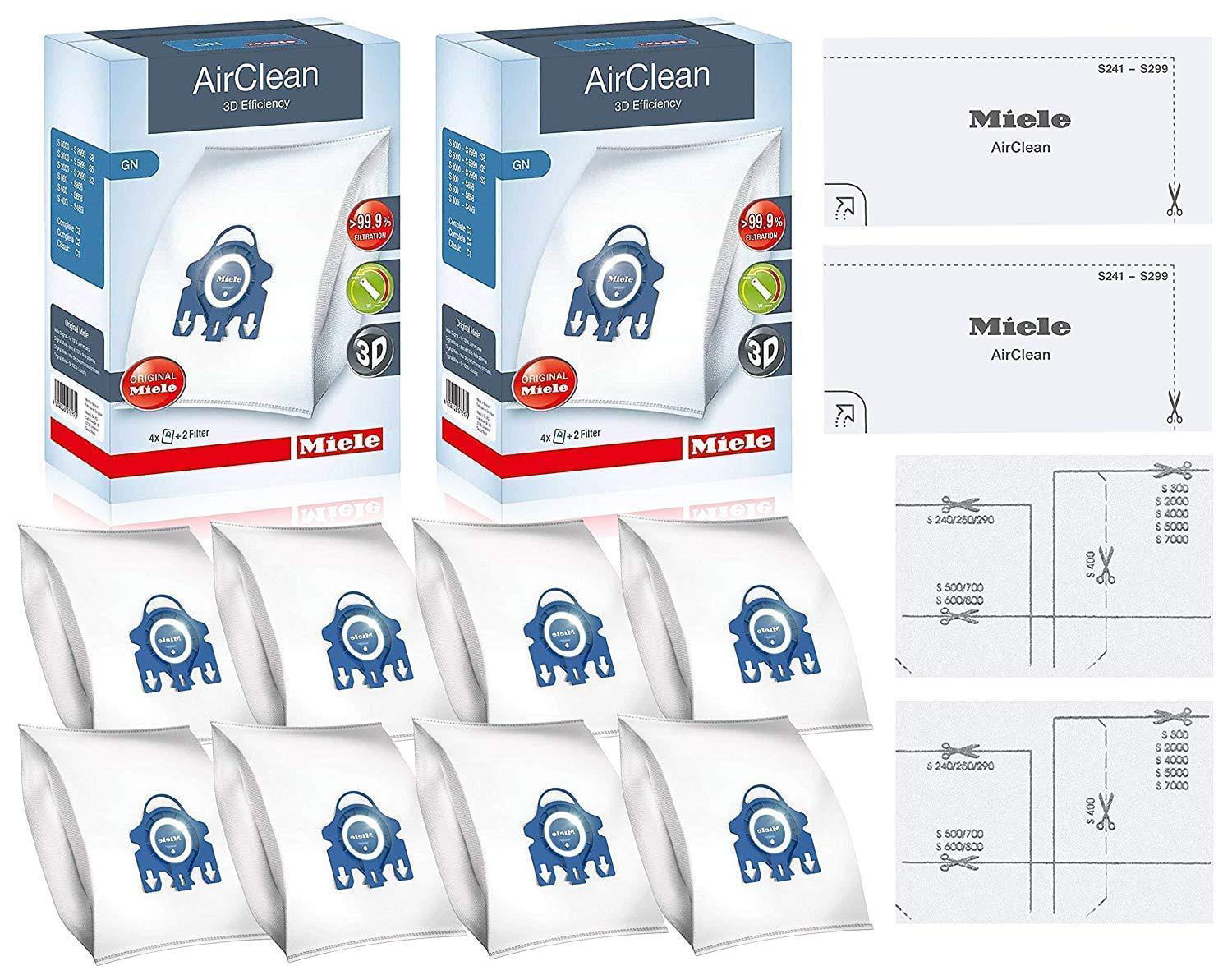 Miele Vacuum Cleaner GN HyClean 3D Efficiency Dust Bag & Filter Pack - Pack  of 8 Bags