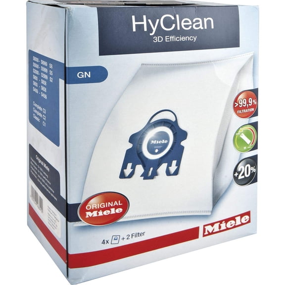 Miele Original AirClean 3D Efficiency GN Vacuum Cleaner Bags, for Miele Complete C2, Complete C3, Classic C1, S8, S5, and S2 Vacuum Cleaners
