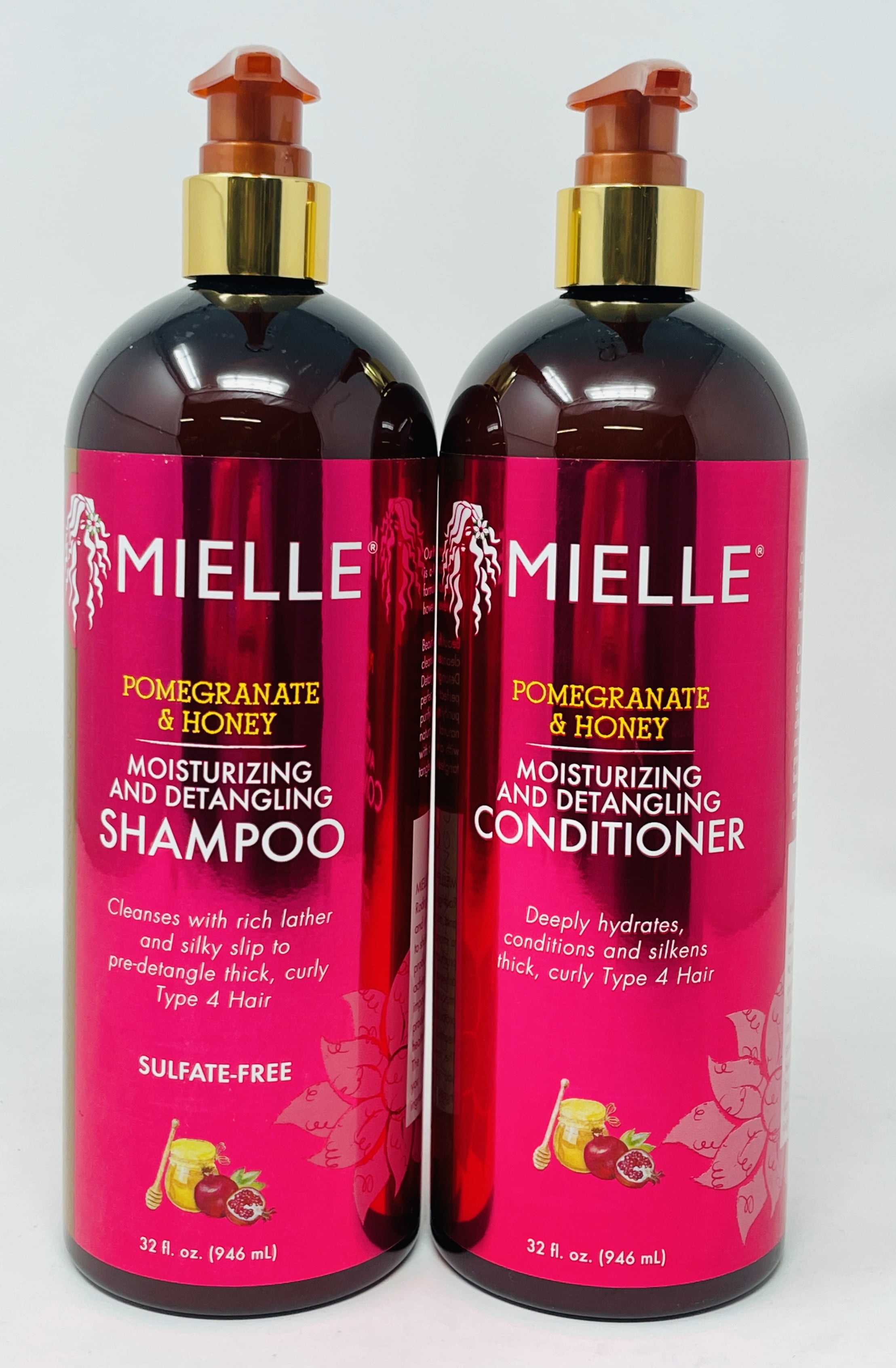 Mielle Organics Pomegranate & Honey Moisturizing and Detangling Shampoo &  Conditioner 32oz / 946 ml