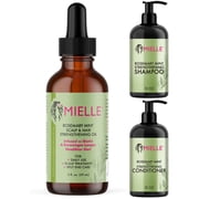 Mielle Organics Rosemary Mint Shampoo and Conditioner with strengething hair oil