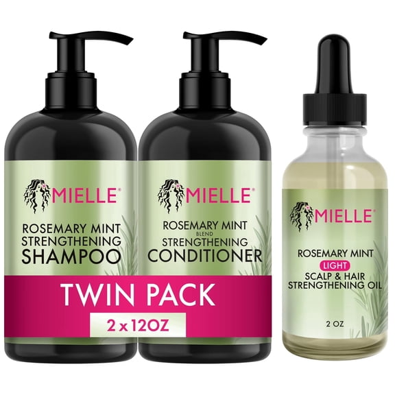 Mielle Rosemary Mint Shampoo and Conditioner Value Pack, and strengthening hair oil