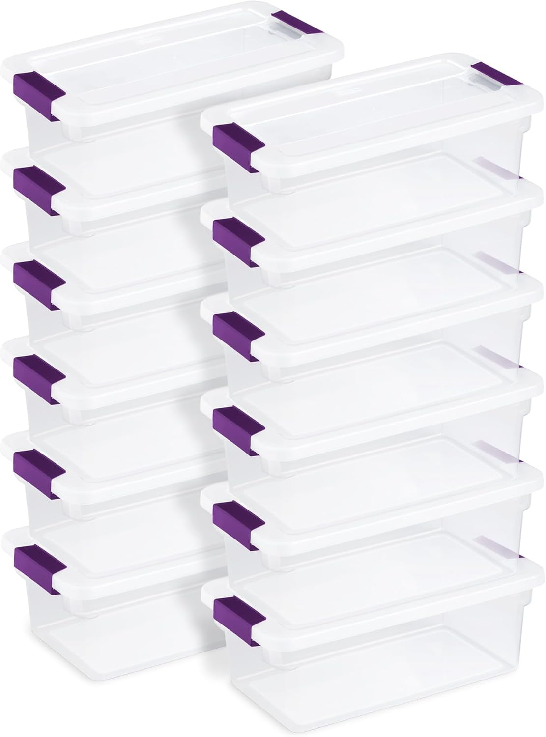 Miemie 12-Pack 6 Quart ClearView Latch Box, Stackable Organizer Bins with Latching Lids - Clear Plastic Organization Containers for Closet, Bedroom, Shelving Units and Everyday Home Storage