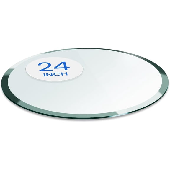 Miemie 24 inch Round Glass Table Top - Tempered - 1/2" Thick Glass Surface, Safe Beveled Edge, Multipurpose for Dining Table, Patio, Coffee and End Table