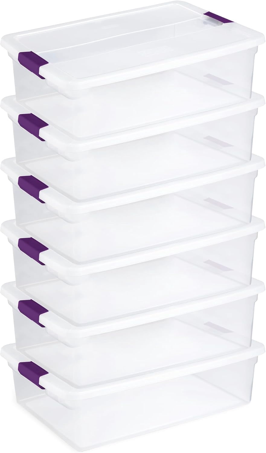 Miemie 6-Pack 32 Quart ClearView Latch Box, Stackable Organizer Bins ...