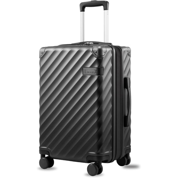 Miemie Carry On Luggage 22x14x9 Airline Approved, KVC Expandable Polycarbonate Hard Shell Suitcase for Travelling (EX-Core, Charcoal Metallic, 20 Inch, 40L-44L)
