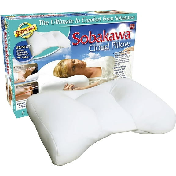 Miemie Cloud Pillow with Microbead Fill- Microbead Pillow- Contoured-Shaped Pillow for Neck and Head- Support Pillow for Sounder Sleep- Microbead Pillow for Sleeping- White