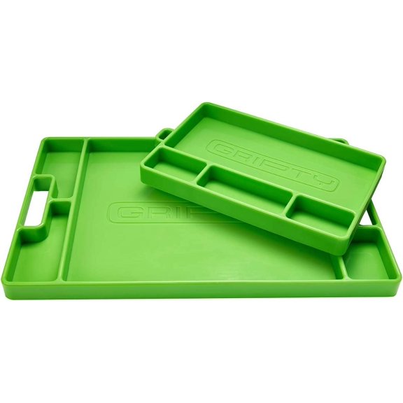 Miemie Gripty (Duo-Pack) | PREMIUM Silicone Tool Tray | Flexible | Multi Purpose Mat | Portable Tool Box Organizer | No Magnets | Easy Clean Up | (ORIGINAL Green)