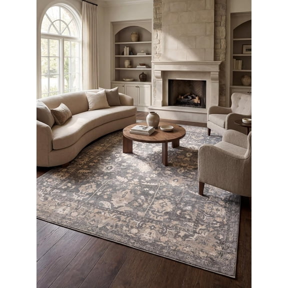 Miemie Oregon Collection Rug 9' x 12' Gray Low-Pile Rug Perfect for Living Rooms, Large Dining Rooms, Open Floorplans
