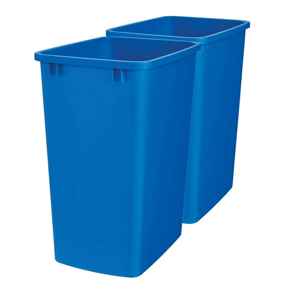 Miemie Polymer Replacement 35 Quart Trash Bin Recycle Waste Garbage Container for Kitchen Cabinet Pullouts, Blue, 2 Pack, RV-35-22-2