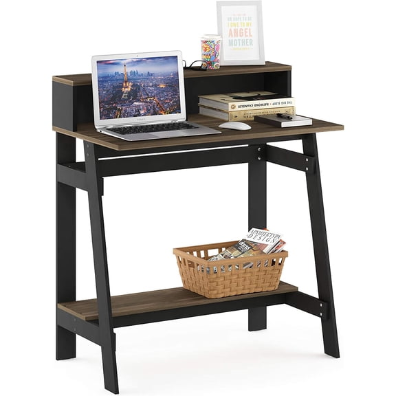 Miemie Simplistic A Frame Computer Desk, 17.9"D x 31.6"W x 35.5"H, Columbia Walnut
