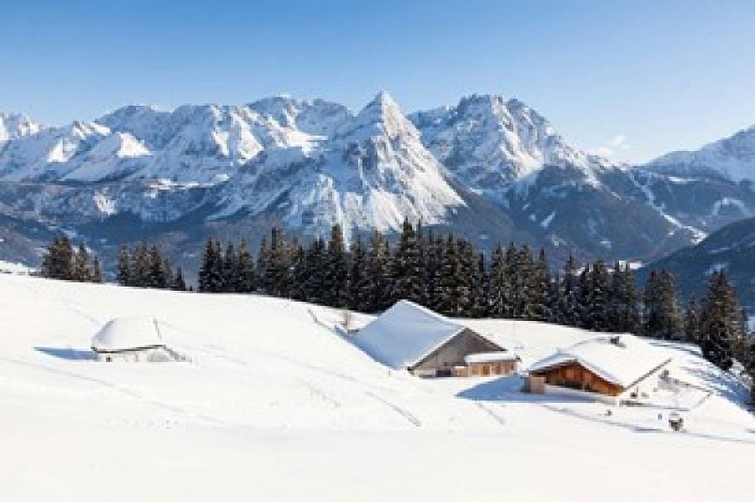 Mieminger Mountains in Winter Canvas Art - Martin Zwick DanitaDelimont (29 x 19)