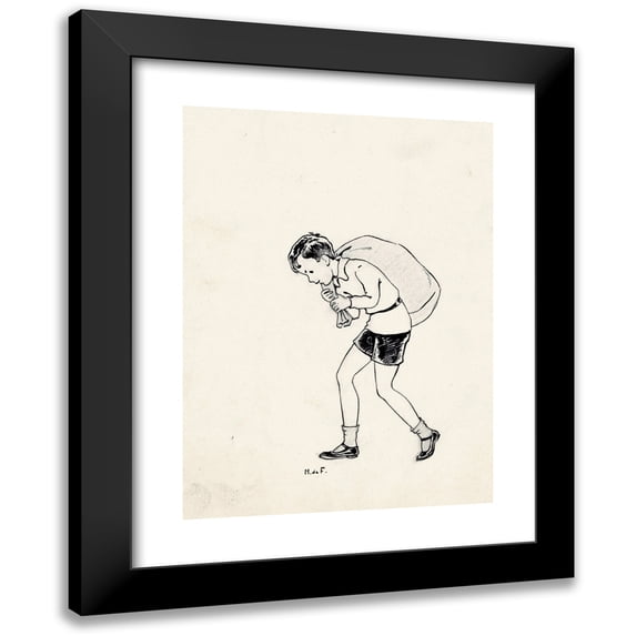 Miep de Feijter 11x14 Black Modern Framed Museum Art Print Titled - Boy with a Bag on the Back (1928)