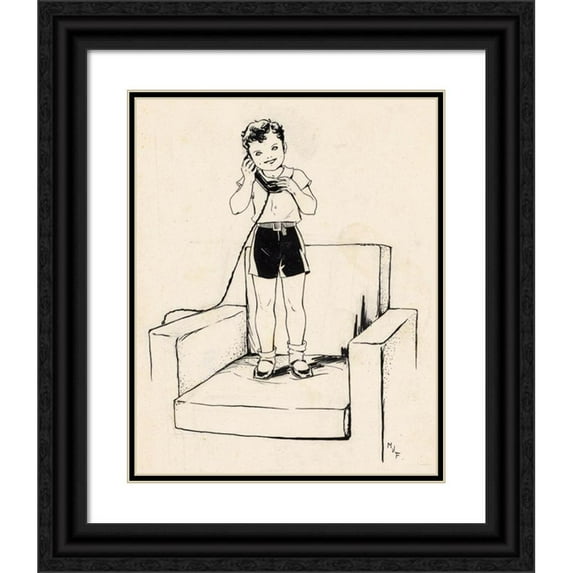 Miep de Feijter 20x24 Black Ornate Framed Double Matted Museum Art Print Titled: Telephoning Boy (1928)