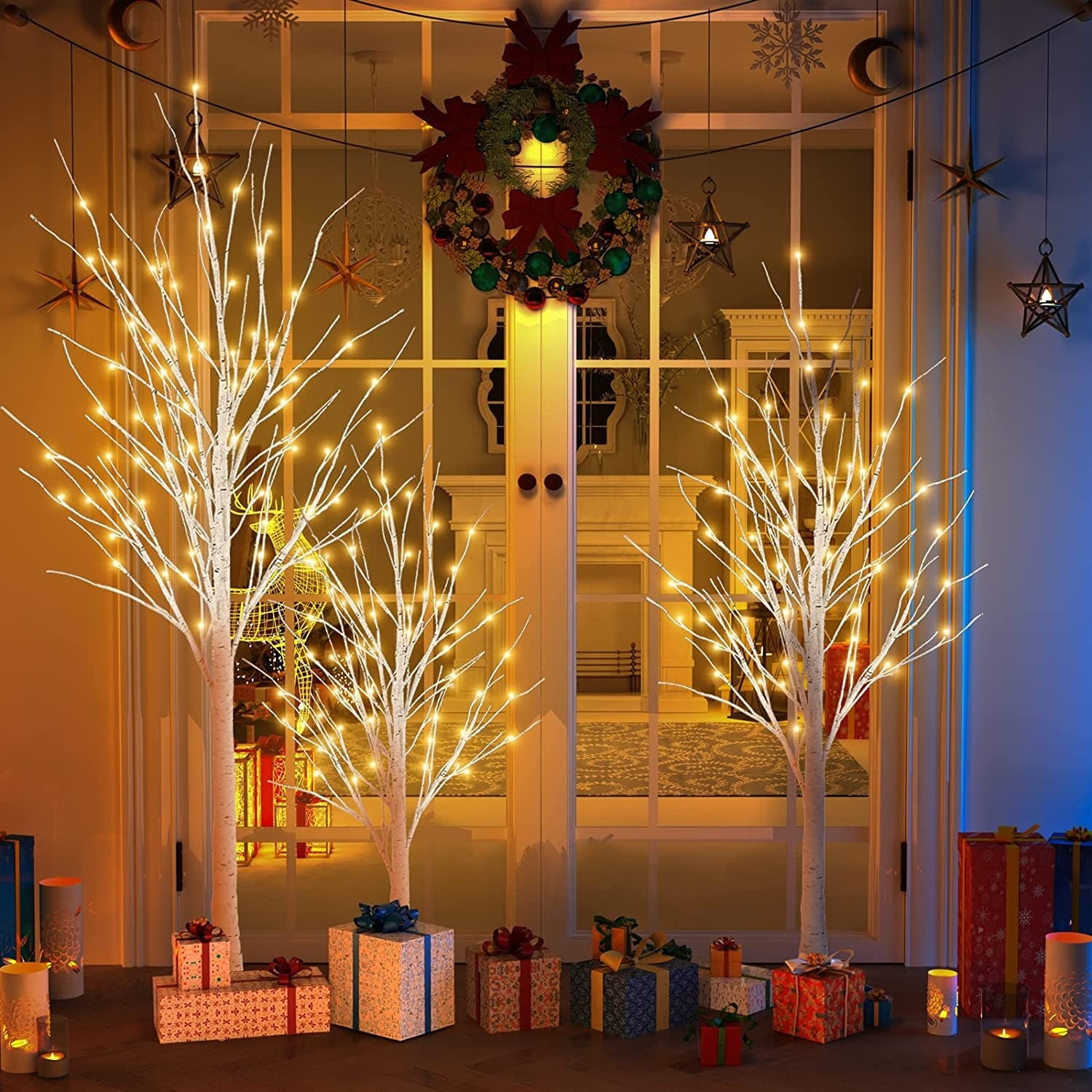 Mieres  3 Pieces Christmas Tree With Warm LED Lights, Indoor and Outdoor Decoration Lights - N/A