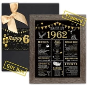 Mierting 60th Birthday Gifts for Men & Women, FRAMED 1962 Birthday Decorations with Beautiful Gift Box, Men s & Women s Happy 60th Birthday Gift Ideas, Back In 1962 Poster- 8" x 10"