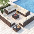 thumbnail image 1 of Miessalivve 14 Rattan Adjustable Outdoor Conversation Sets with Sofa and Table, Brown, 1 of 7