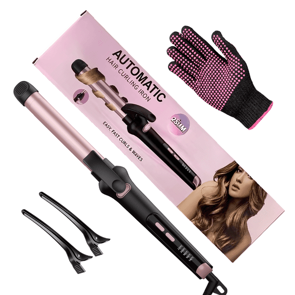 1 inch Negative Ion Curling Iron, Auto-Rotating Curler, 5 Heat Settings up to 428F, Moisturizing Tech for all Hair Types, 30M Auto Shut-off Travel Friendly