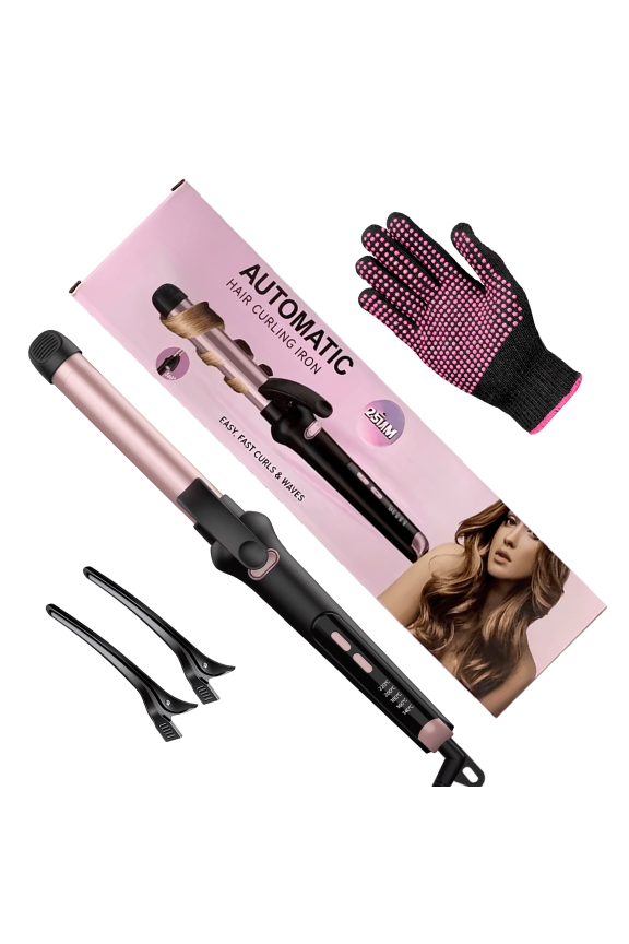 1 inch Negative Ion Curling Iron, Auto-Rotating Curler, 5 Heat Settings up to 428F, Moisturizing Tech for all Hair Types, 30M Auto Shut-off Travel Friendly