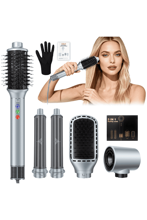 High-Speed Hair Dryer Brush Set, Negative Ion 5-in-1 Hot Air Brush, Professional Styling Tool for Hair, Designed for Drying Curls, Adding Volume, and Straightening Styles