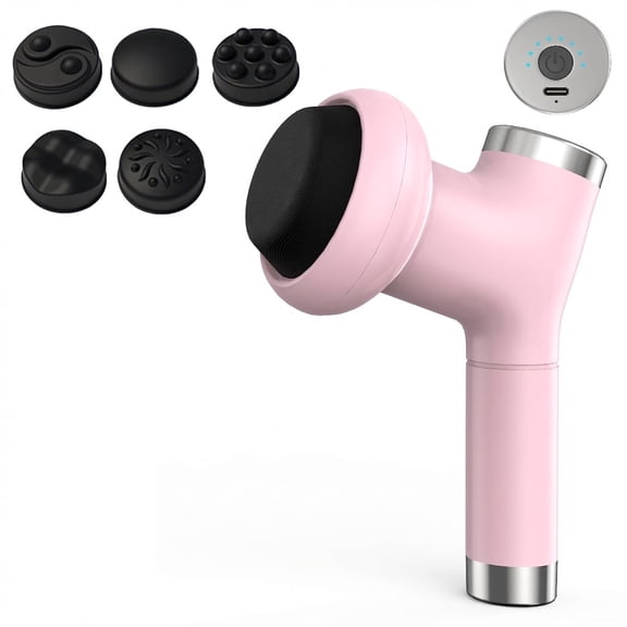 Mifanstech Handheld Back Massager, Ultra-Quiet Powerful Muscle Massager, Deep Tissue Massage Gun, Portable Percussion Massager, Body Relaxation Device featuring 5 Interchangeable Massage Heads, Pink