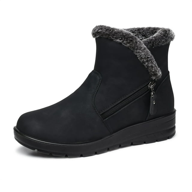 Mifater Winter Boots for Women Side Zipper Ankle Snow Boot Antislip