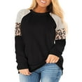 thumbnail image 1 of Mifater Women Long Sleeve Plus Size Tops Leopard Print Top for Women Shirts Color Block Fashion Tees Blouse Black Crewneck Sweatshirt XL, 1 of 5