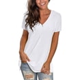 thumbnail image 1 of Mifater Women Summer Tops V-Neck T-Shirts Loose Short Sleeve Tops Tunic Blouse White Tees, 1 of 4