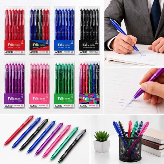 Mifelio 6 Pack Erasable Gel Ink Pens, Retractable Fine Point Pens, 0.5mm Ink Gel Pens, Smooth Writing Sch ool Pens, Office Study Pens #005