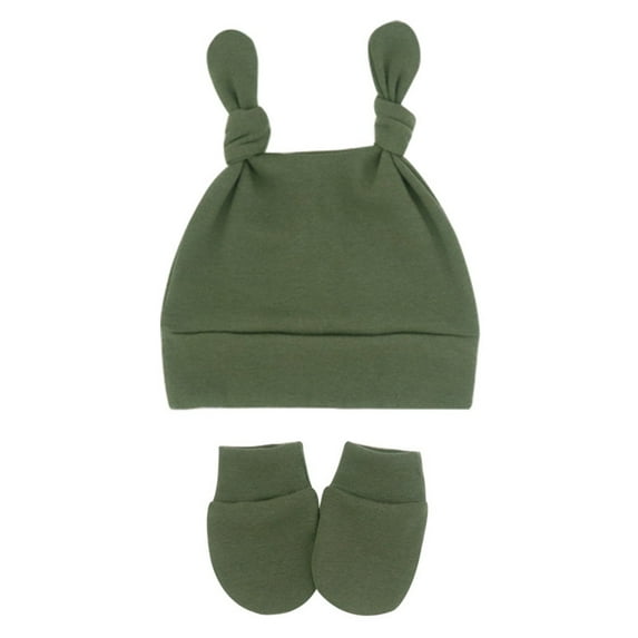Mifelio Baby Hat and Mitten Set for Boys Winter and Baby Month Gloves Knotted Warm Mittens Old Cap Organic Infant 06 Girls Soft & Autumn Hats Toddler Baby Cap R One Size