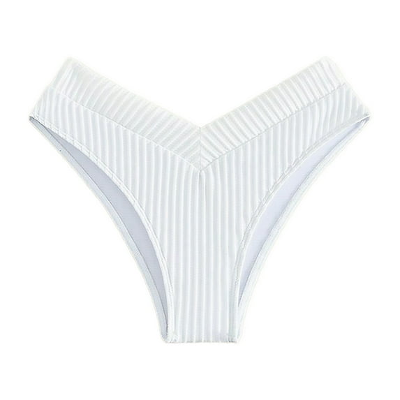 Mifelio Bikini Underwear Women's Bikini Bottoms Solid Color Simple Three Point Swimming Trunks Womens Swimsuits Bikini Bottoms for Women White L