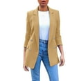 thumbnail image 1 of Mifelio Blazers for Women, Womens Casual Pocket Office Draped Front Cardigan Jacket Work Suit Cardigan Coats for Women Khaki L, 1 of 5