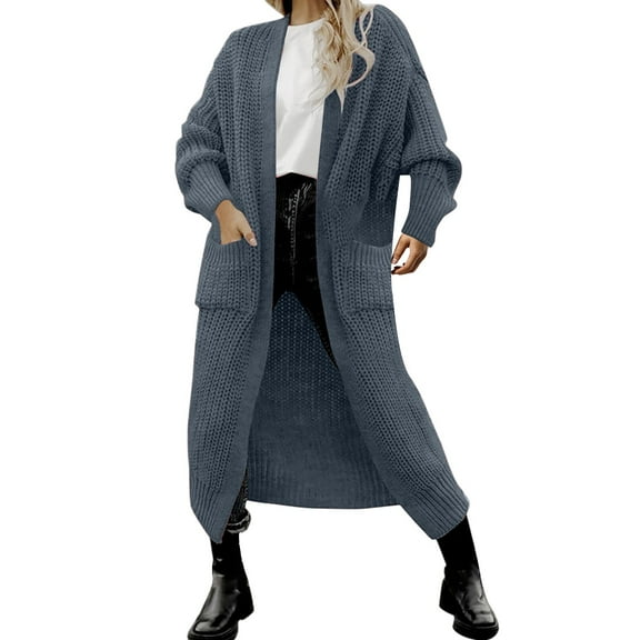 Mifelio Cardigan Sweaters for Women, Women's Solid Color Large Pocket Knitted Loose Sweater Jacket Cardigan Womens Sweaters Grey1 XXXXXL