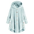 thumbnail image 1 of Mifelio Cardigan for Women Plus Cardigan Size Women Wool Coat Jacket Hooded Button Winter Tops Loose Plush Women's Coat Long Cardigans for Women Trendy Blue L, 1 of 1