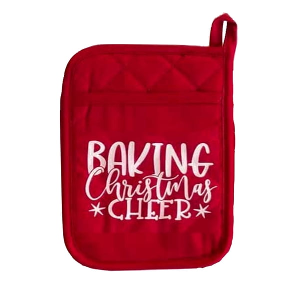 Mifelio Christmas Pot Holder Gift Bag, Baking Themed Potholder with Pocket, Heat Resistant Hot Pad for Cookies and Treats, Decorative Holiday Baking Gift Pouch for Kitchen