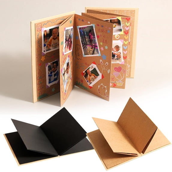 Mifelio Clipbook Album, DIY Photo Collection Book, Accordion Folding Photo Album, Kraft Paper Scrapbook, Wedding Anniversary Memory Book #04